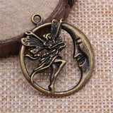 10pcs Moon Angel Charms Pendants Jewelry Making Antique Silver Bronze Plated