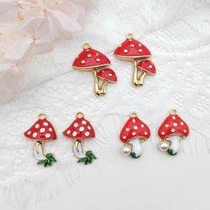 10pcs Alloy Mushroom Charms for DIY Jewelry Making