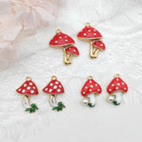 10pcs Alloy Mushroom Charms for DIY Jewelry Making