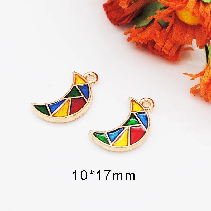 30pcs Splicing Colorful Mosaic Moon Water Drop Charms