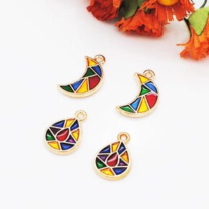 30pcs Splicing Colorful Mosaic Moon Water Drop Charms