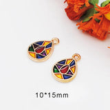 30pcs Splicing Colorful Mosaic Moon Water Drop Charms