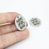 8Pcs/Lot MOM Wife Laser Engraved Disc Charm Pendant 22mm
