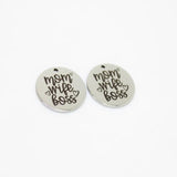 8Pcs/Lot MOM Wife Laser Engraved Disc Charm Pendant 22mm