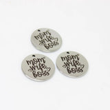 8Pcs/Lot MOM Wife Laser Engraved Disc Charm Pendant 22mm