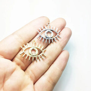10pcs 25*20mm Eye Zinc Alloy DIY Jewelry 2 Colors Burnished Silver