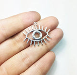 10pcs 25*20mm Eye Zinc Alloy DIY Jewelry 2 Colors Burnished Silver