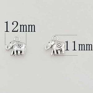 50pcs Vintage Elephant Charms Antique Silver Animals Pendants DIY Jewelry