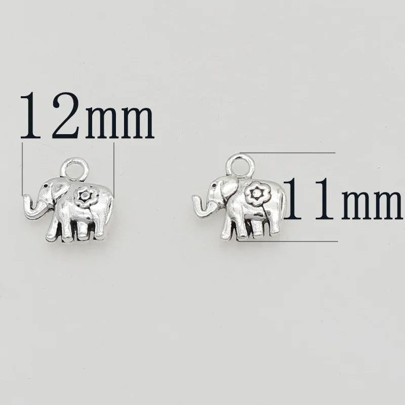 50pcs Vintage Elephant Charms Antique Silver Animals Pendants DIY Jewelry