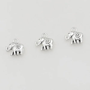 50pcs Vintage Elephant Charms Antique Silver Animals Pendants DIY Jewelry