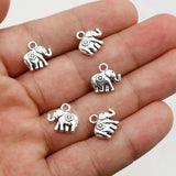 50pcs Vintage Elephant Charms Antique Silver Animals Pendants DIY Jewelry