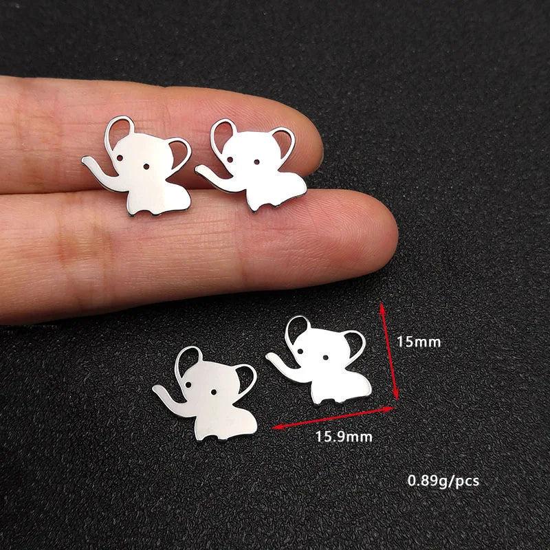 20pcs Stainless Steel Elephant Charm for Jewelry Making DIY