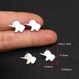 20pcs Stainless Steel Elephant Charm for Jewelry Making DIY