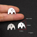 20pcs Stainless Steel Elephant Charm for Jewelry Making DIY
