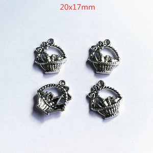 30pcs Wine Picnic Basket Charms for Jewelry Making DIY
