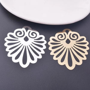 6pcs 45mm Laser Cut Fan-shape Charms Silver Brass Jewelry Accessories