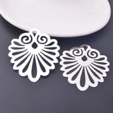 6pcs 45mm Laser Cut Fan-shape Charms Silver Brass Jewelry Accessories