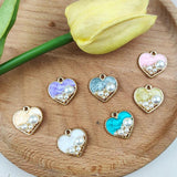 10pcs Pearl Heart Enamel Charms Pendant for DIY Jewelry Making