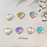 10pcs Pearl Heart Enamel Charms Pendant for DIY Jewelry Making