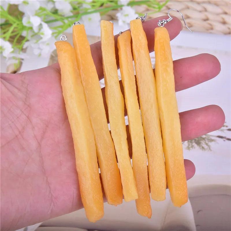 10pcs 6*90mm 3D Potato Fries Resin Earring Bracelet DIY Jewelry