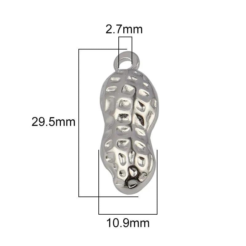 5pcs Stainless Steel Peanut Pendant Charms for DIY Jewelry Making