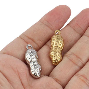5pcs Stainless Steel Peanut Pendant Charms for DIY Jewelry Making