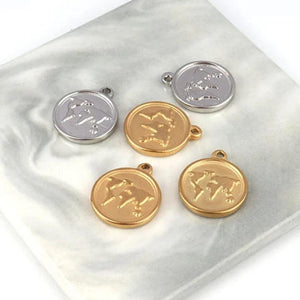 5pcs Stainless Steel Map Charms Pendant for DIY Jewelry Making
