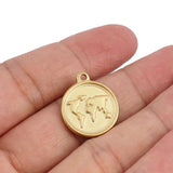 5pcs Stainless Steel Map Charms Pendant for DIY Jewelry Making