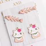 10pcs Cat Fish Pink Enamel Charms for Bracelet Jewelry