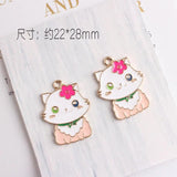 10pcs Cat Fish Pink Enamel Charms for Bracelet Jewelry
