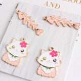 10pcs Cat Fish Pink Enamel Charms for Bracelet Jewelry