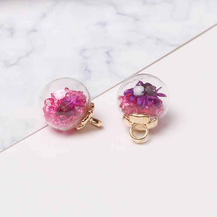 10pcs 17mm Crystal Flower Glass Ball Charms Pendants DIY Craft