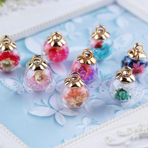 10pcs 17mm Crystal Flower Glass Ball Charms Pendants DIY Craft