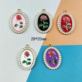 10pcs Rose Pearl Pendant Charms for DIY Jewelry Making