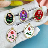 10pcs Rose Pearl Pendant Charms for DIY Jewelry Making