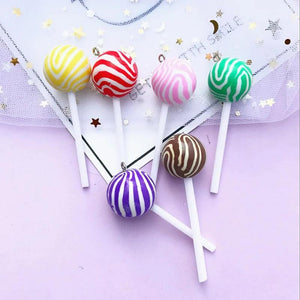 Polymer Clay Lollipop 3D Resin Food Necklace Charms DIY Decoration