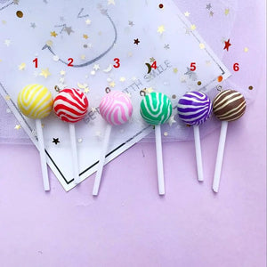 Polymer Clay Lollipop 3D Resin Food Necklace Charms DIY Decoration