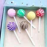 Polymer Clay Lollipop 3D Resin Food Necklace Charms DIY Decoration