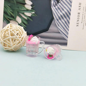 6pcs Fruit Ice Cream Cup Resin Charms Pendants