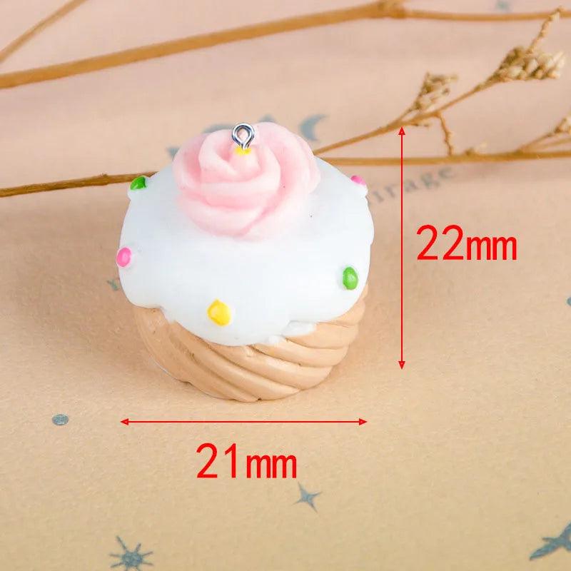 10Pcs Cake Resin Charms for DIY Earring Keychain Bracelets