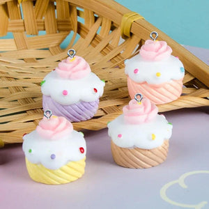 10Pcs Cake Resin Charms for DIY Earring Keychain Bracelets