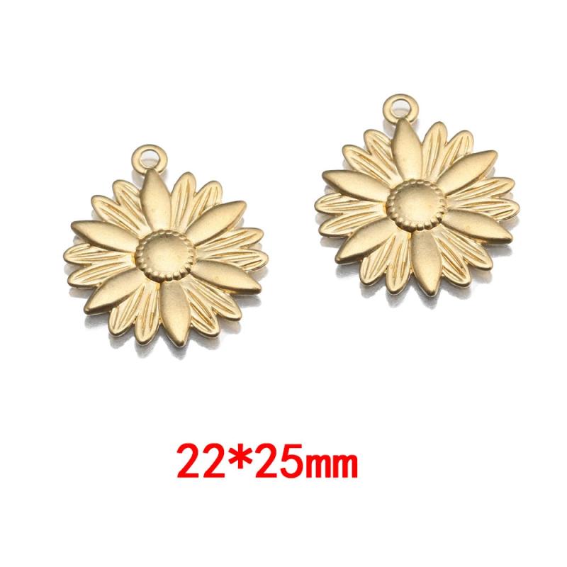 10Pcs Raw Brass Sunflower Charms for DIY Jewelry Making