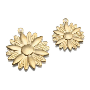 10Pcs Raw Brass Sunflower Charms for DIY Jewelry Making