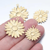 10Pcs Raw Brass Sunflower Charms for DIY Jewelry Making