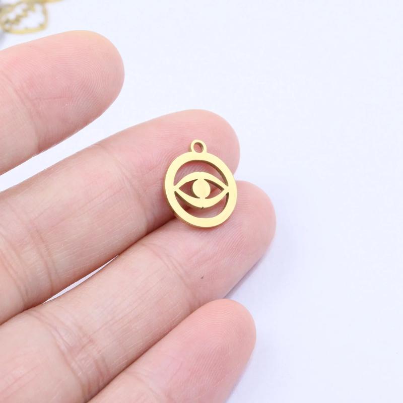 10pcs 12mm Stainless Steel Eye Charm Pendant DIY Necklace Unfading Colorless