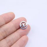 10pcs 12mm Stainless Steel Eye Charm Pendant DIY Necklace Unfading Colorless