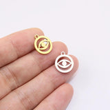10pcs 12mm Stainless Steel Eye Charm Pendant DIY Necklace Unfading Colorless
