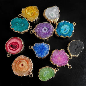 Colorful Druzy Quartz Pendants Cluster Charms for Jewelry Making
