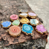 Colorful Druzy Quartz Pendants Cluster Charms for Jewelry Making
