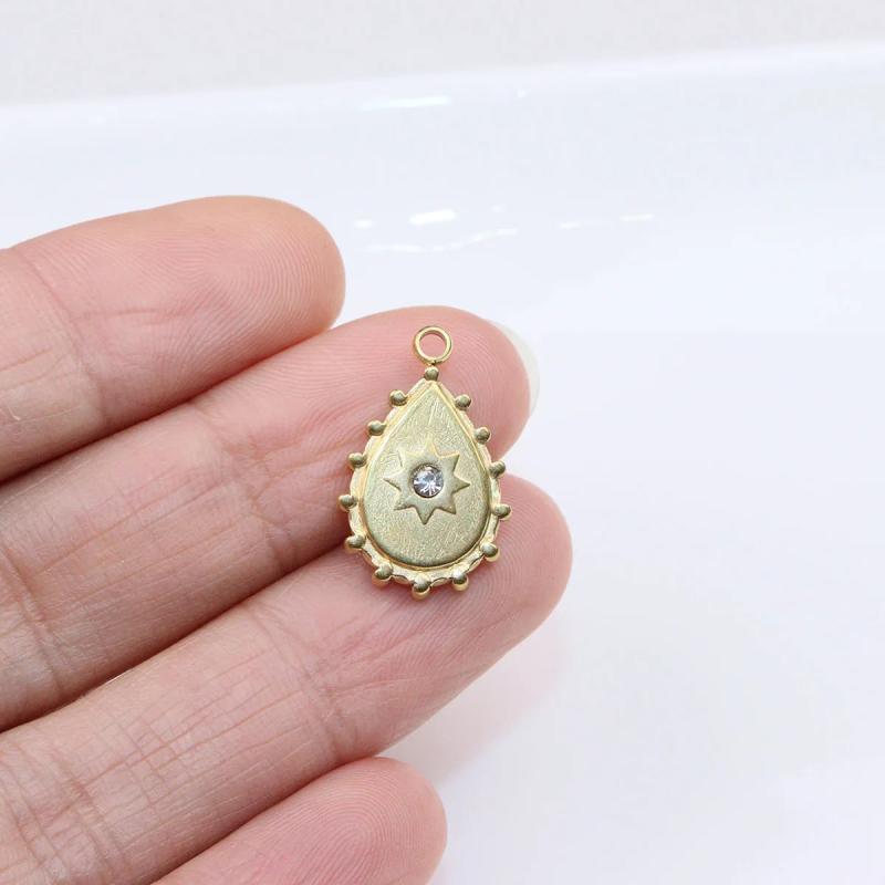 5pcs 12*17mm Stainless Steel Star Charms Pendant DIY Necklace Earrings